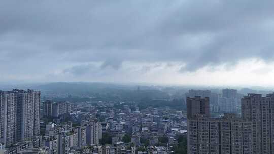 四川乐山城市清晨航拍