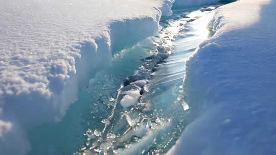 冰雪融化冰川水流