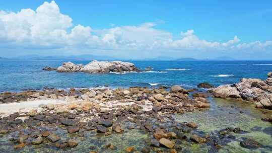 高视角航拍海南三亚海棠湾蜈支洲岛玻璃海