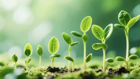 绿色幼苗生长微距素材