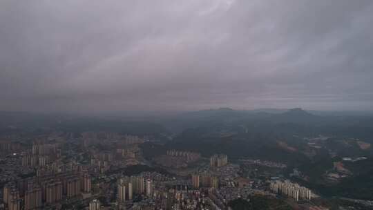 山川城市日出彩霞航拍