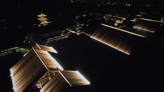 广富林文化遗址建筑灯光夜景