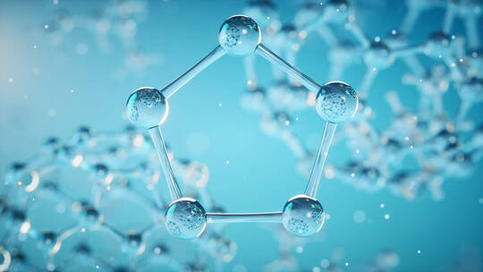 蓝色的微观分子3D渲染