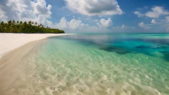 热带海滩碧海蓝天全景