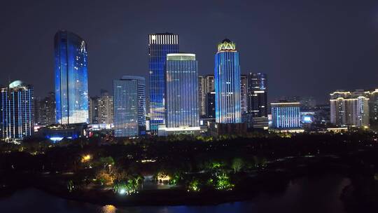 航拍海口城市夜景灯光秀