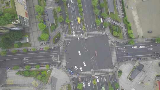 杭州马路十字路口车流量视频素材模板下载