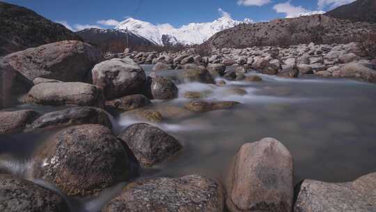 河流湖泊雪山延时摄影