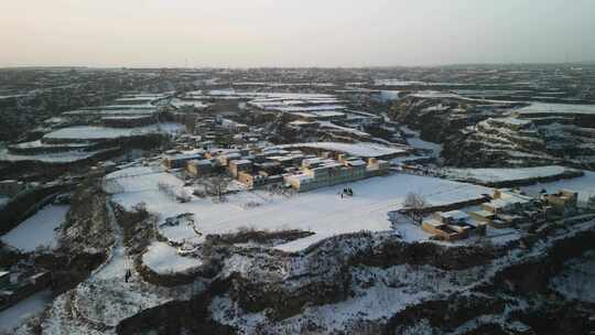 雪后乡村全景航拍风光