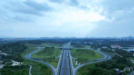 九江市昌九快速路琴湖大道互通多云天气航拍