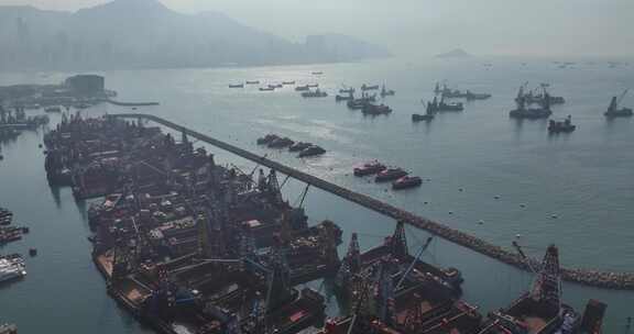 香港油麻地公众码头航拍