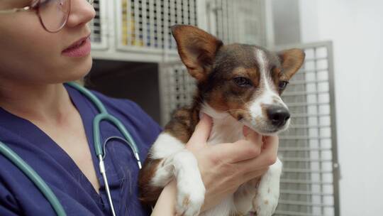 兽药抱着诊所里的宠物视频素材模板下载