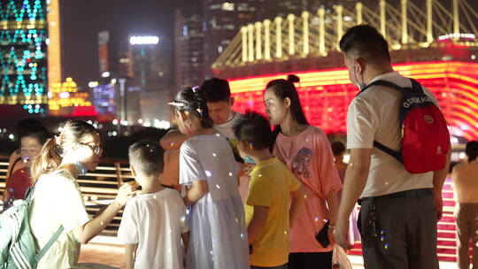 广州海心桥夜景视频素材模板下载