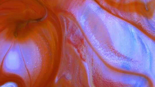 橙色和紫色液体流动混合动画