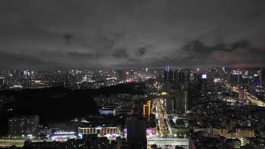 广东深圳城市大景夜景灯光航拍