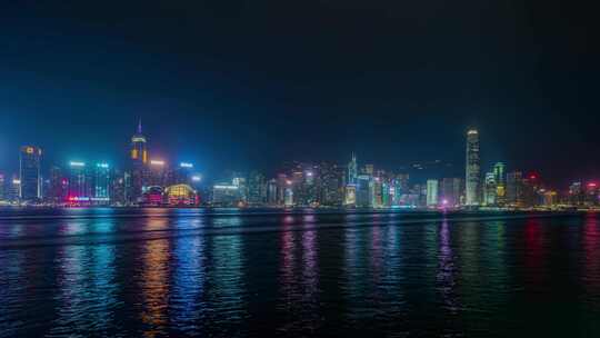 香港全景夜景_维多利亚港夜景_香港夜景视频素材模板下载