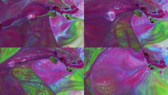 彩色颜料混合气泡滚动纹理变化高清在线视频素材下载