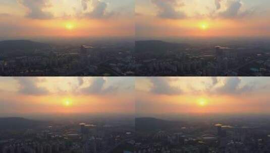 夕阳  远景 科技 城市 晚霞 地铁 美景高清在线视频素材下载