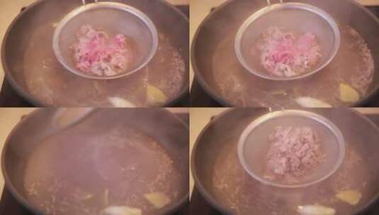 沸水焯肥牛涮肥牛片 (3)高清在线视频素材下载