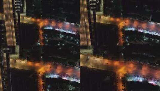 上海赵家沟大桥夜景航拍高清在线视频素材下载