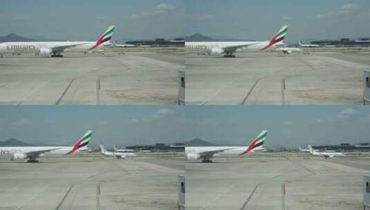 巴塞罗那机场飞机准备起飞高清在线视频素材下载