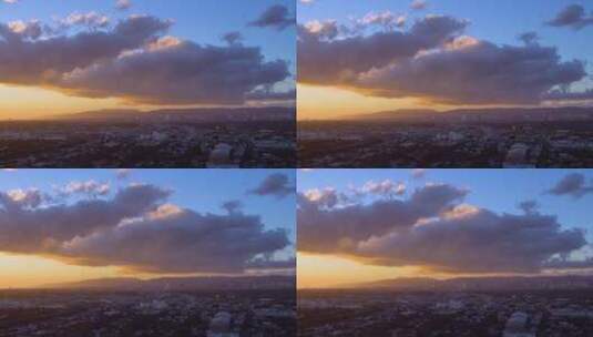 城市上空的日落高清在线视频素材下载
