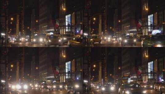 夜晚城市街道上的出租车和交通高清在线视频素材下载
