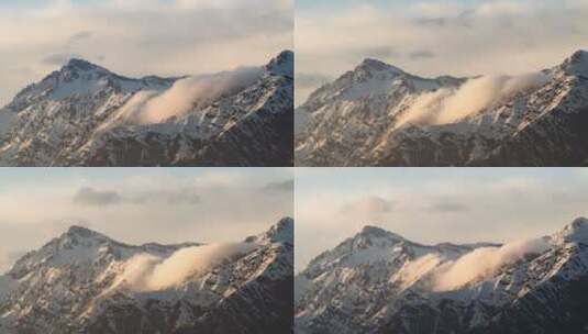 日落时的山脉和云层鸟瞰高清在线视频素材下载