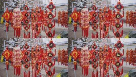 4k春节北方集市卖春联的热闹场景实拍视频高清在线视频素材下载