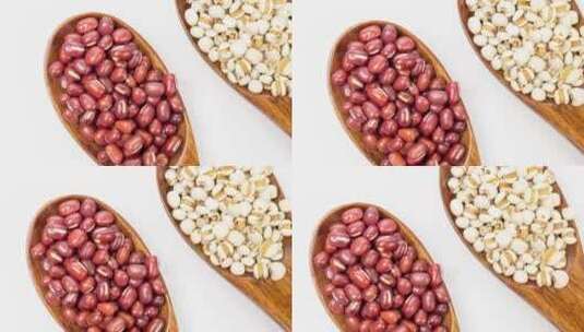 红豆绿豆薏米五谷杂粮组合4k滑轨平移高清在线视频素材下载