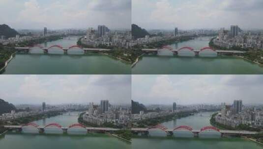航拍广西柳州柳江文惠桥高清在线视频素材下载