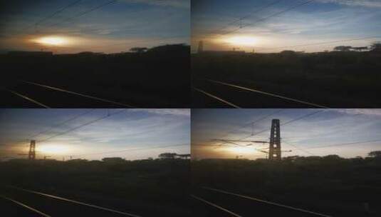 实拍 火车 窗外 夕阳 晚霞 旅途高清在线视频素材下载