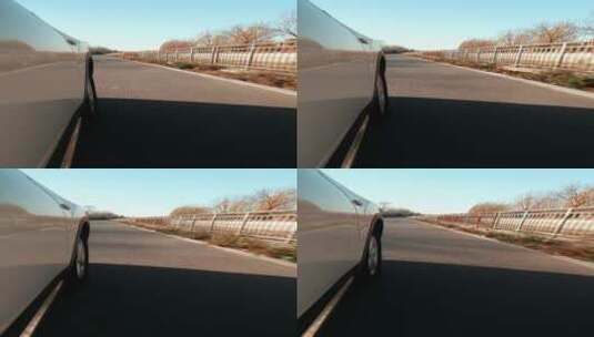 低角度拍摄行驶的汽车高清在线视频素材下载