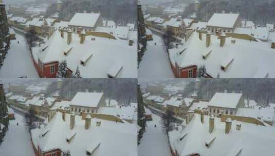 罗马尼亚布加勒斯特城市雪景高清在线视频素材下载