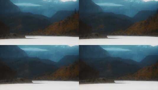 高原湖泊雪山云雾变化延时视频高山光影变化高清在线视频素材下载