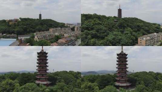 航拍浙江杭州萧山临浦峙山寺高清在线视频素材下载