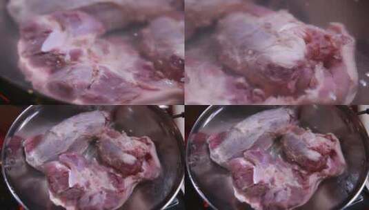 【镜头合集】清水浸泡清洗肉类高清在线视频素材下载