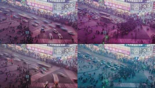 长沙黄兴步行街延时摄影高清在线视频素材下载