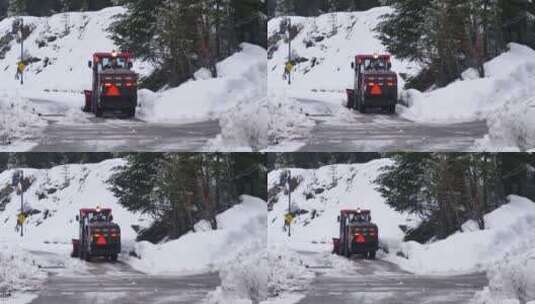 清除道路积雪的清扫车高清在线视频素材下载