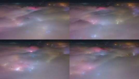 广西贵港云海夜景航拍高清在线视频素材下载