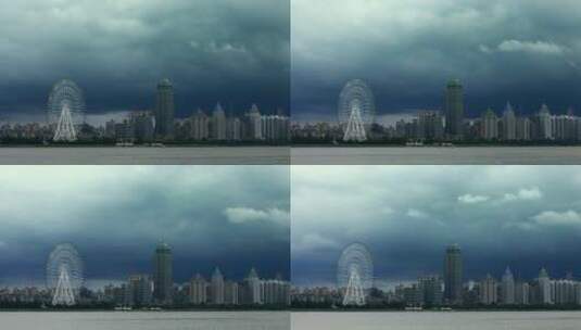 江西南昌城市延时摩天轮风暴天气大雨来临高清在线视频素材下载