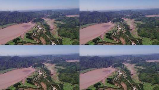 河南济源黄河三峡夏日航拍4k高清在线视频素材下载