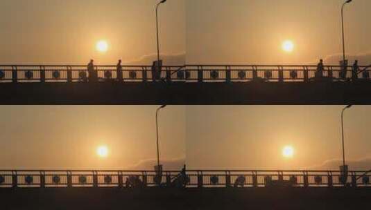 中国南昌八一大桥，日落时的景观高清在线视频素材下载