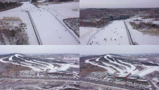 吉林滑雪场 滑雪场 大型滑雪场 雪场 滑雪高清在线视频素材下载