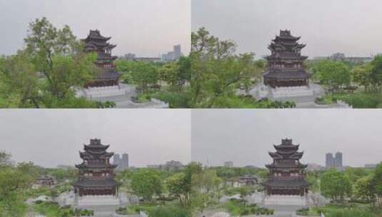 武汉紫阳公园紫阳阁中景环绕镜头高清在线视频素材下载
