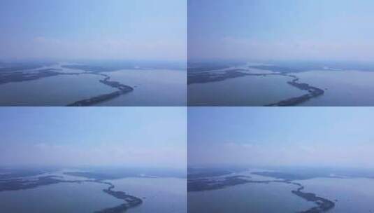 航拍武汉5A旅游景区东湖绿道全景高清在线视频素材下载