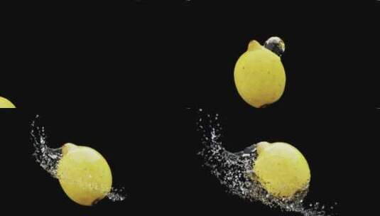 柠檬与水碰撞慢镜头高清在线视频素材下载