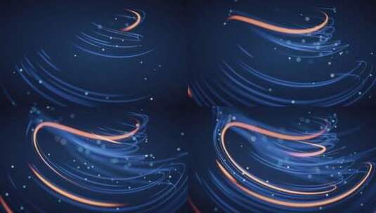 流动的光绘霓虹线条与粒子3D渲染高清在线视频素材下载