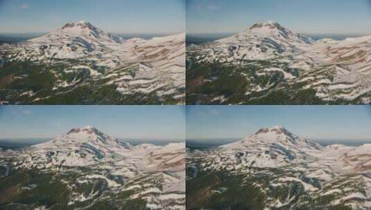 航拍被雪覆盖的山脉景观高清在线视频素材下载