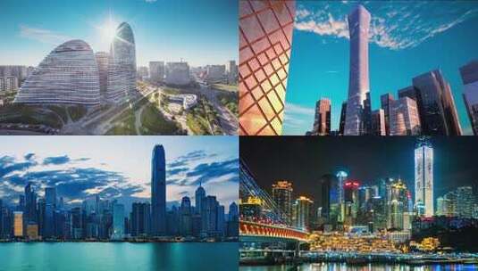 中国34座城市地标合集高清在线视频素材下载
