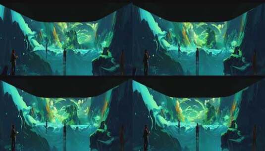 山海经-蛟人沉浸式空间效果高清在线视频素材下载